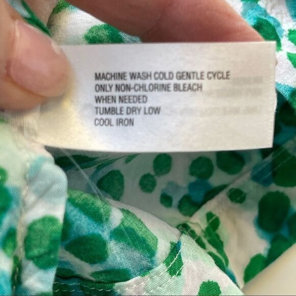 Gap‎ Blue and Green Watercolor Print Short Sleeve Blouse - Picture 5 of 9